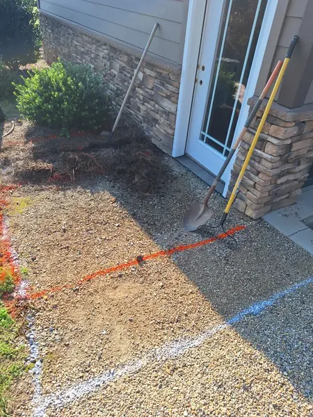 Walkway area before paving work begins - Mocksville NC stone pathway project